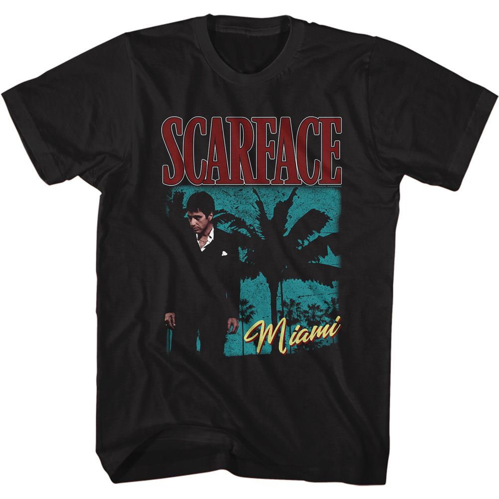 SCARFACE-PALMS MIAMI-BLACK ADULT S/S TSHIRT