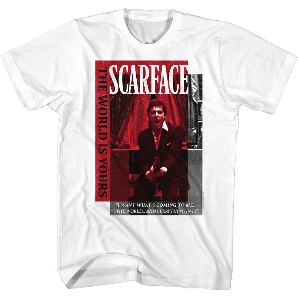 SCARFACE-SCARLET BOX OVERLAY-WHITE ADULT S/S TSHIRT