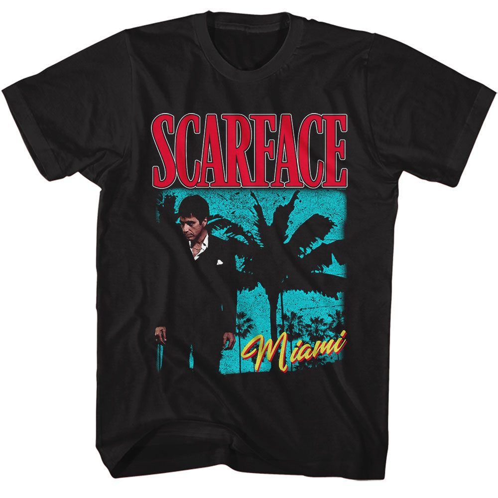 SCARFACE-SCARFACE PALMS MIAMI BRIGHT-BLACK ADULT S/S TSHIRT