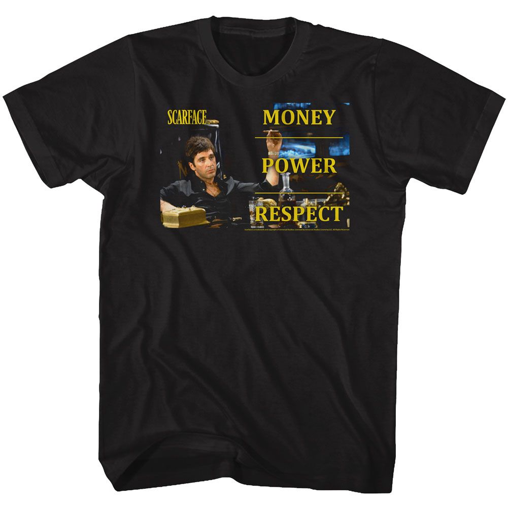 SCARFACE-MONPOWRES-BLACK ADULT S/S TSHIRT