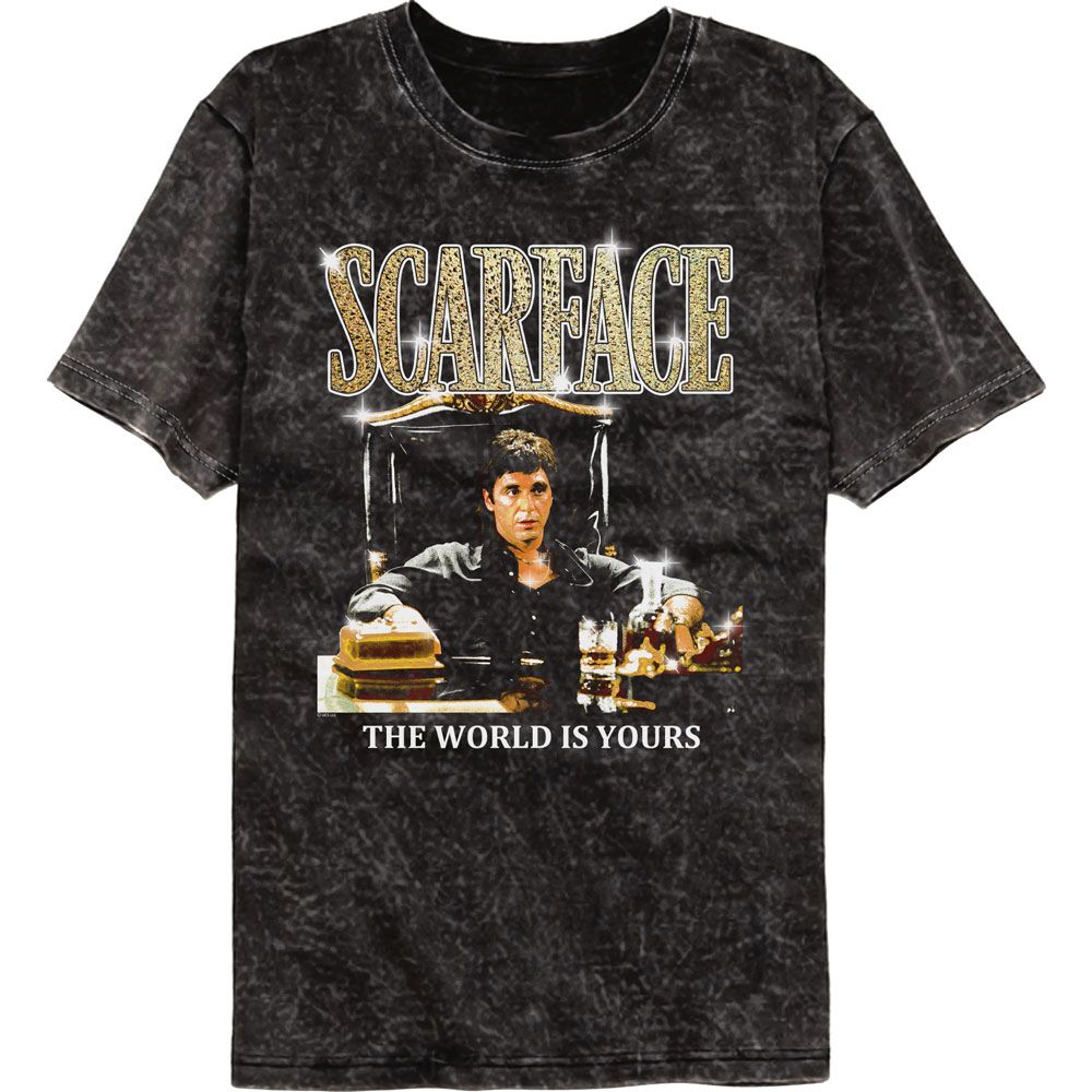 SCARFACE-SCARFACE GOLD LOGO-MINERAL WASH BLACK ADULT S/S TSHIRT