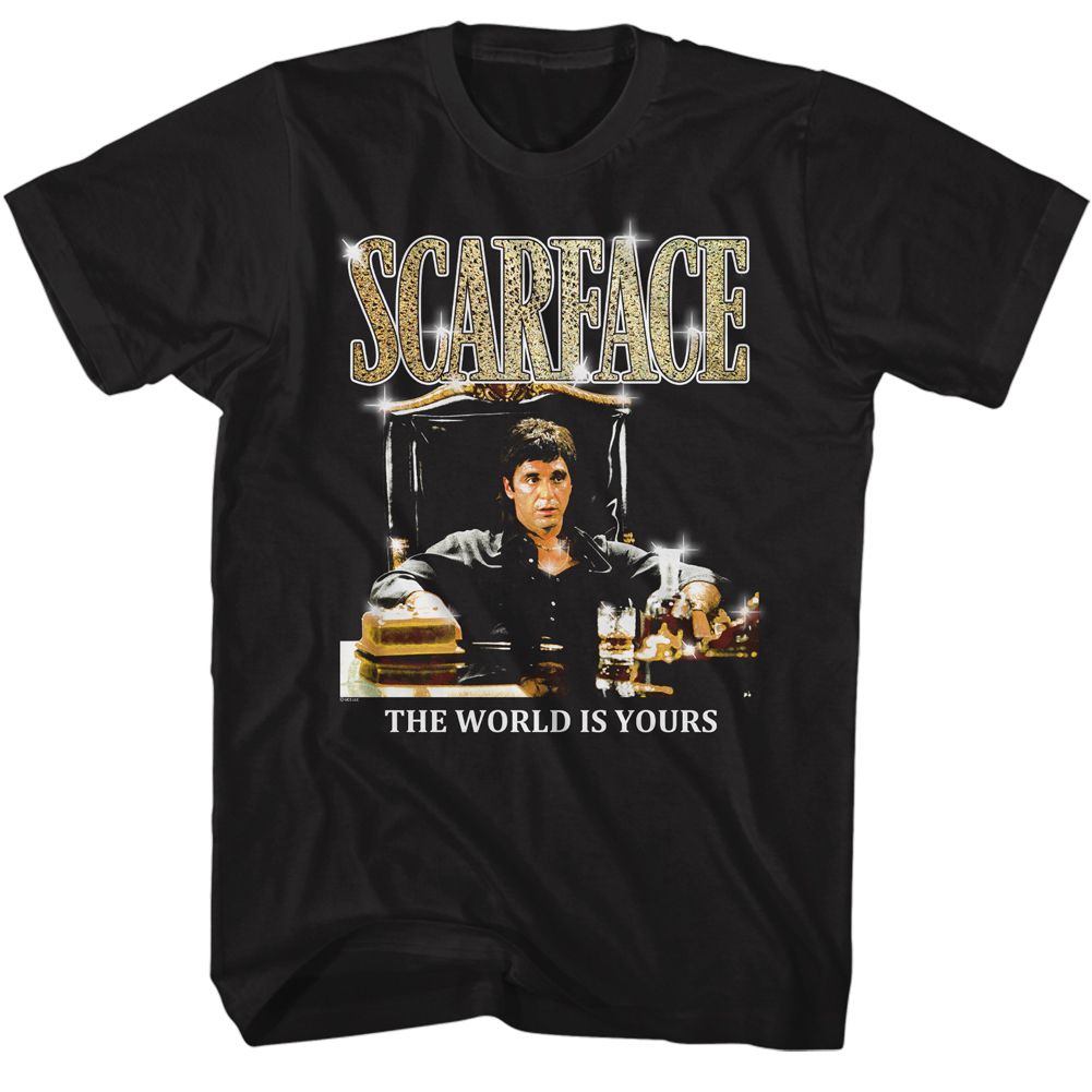 SCARFACE-SCARFACE GOLD LOGO-BLACK ADULT S/S TSHIRT