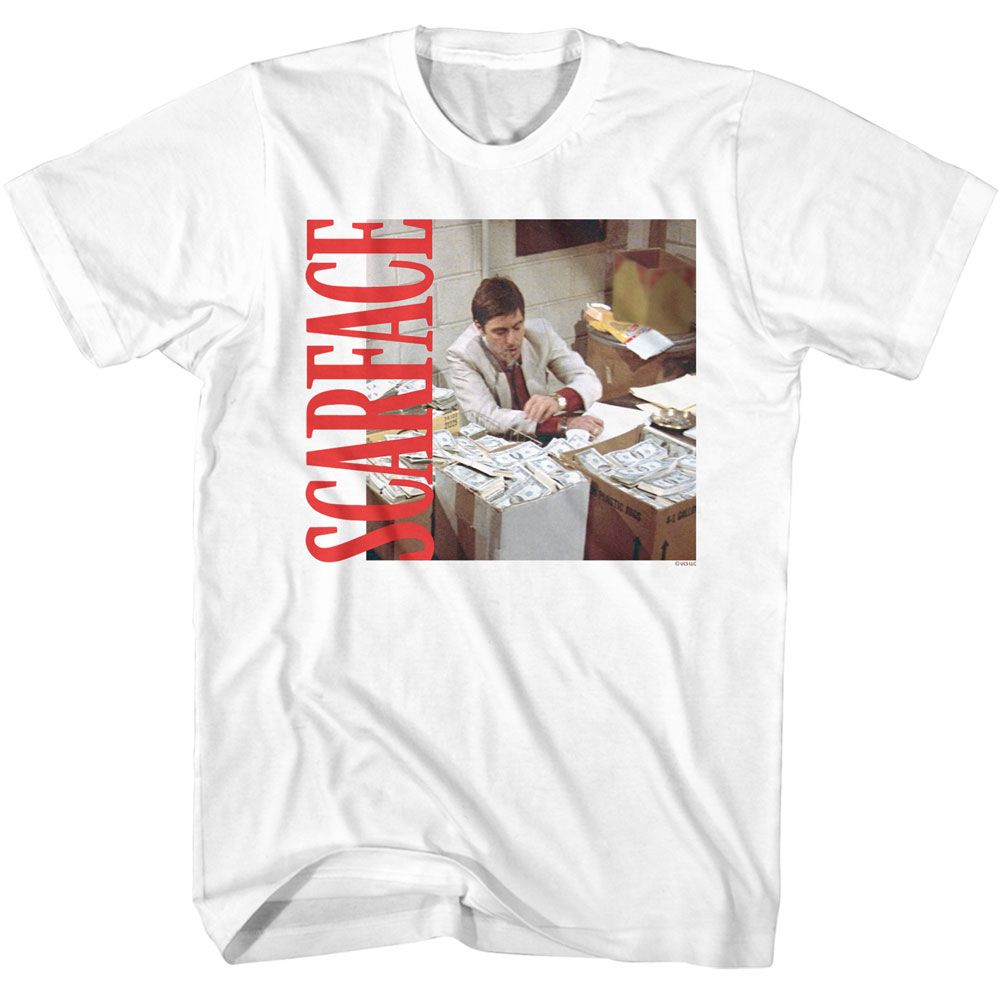 SCARFACE-SCARFACE MONEY AND SIDE LOGO-WHITE ADULT S/S TSHIRT