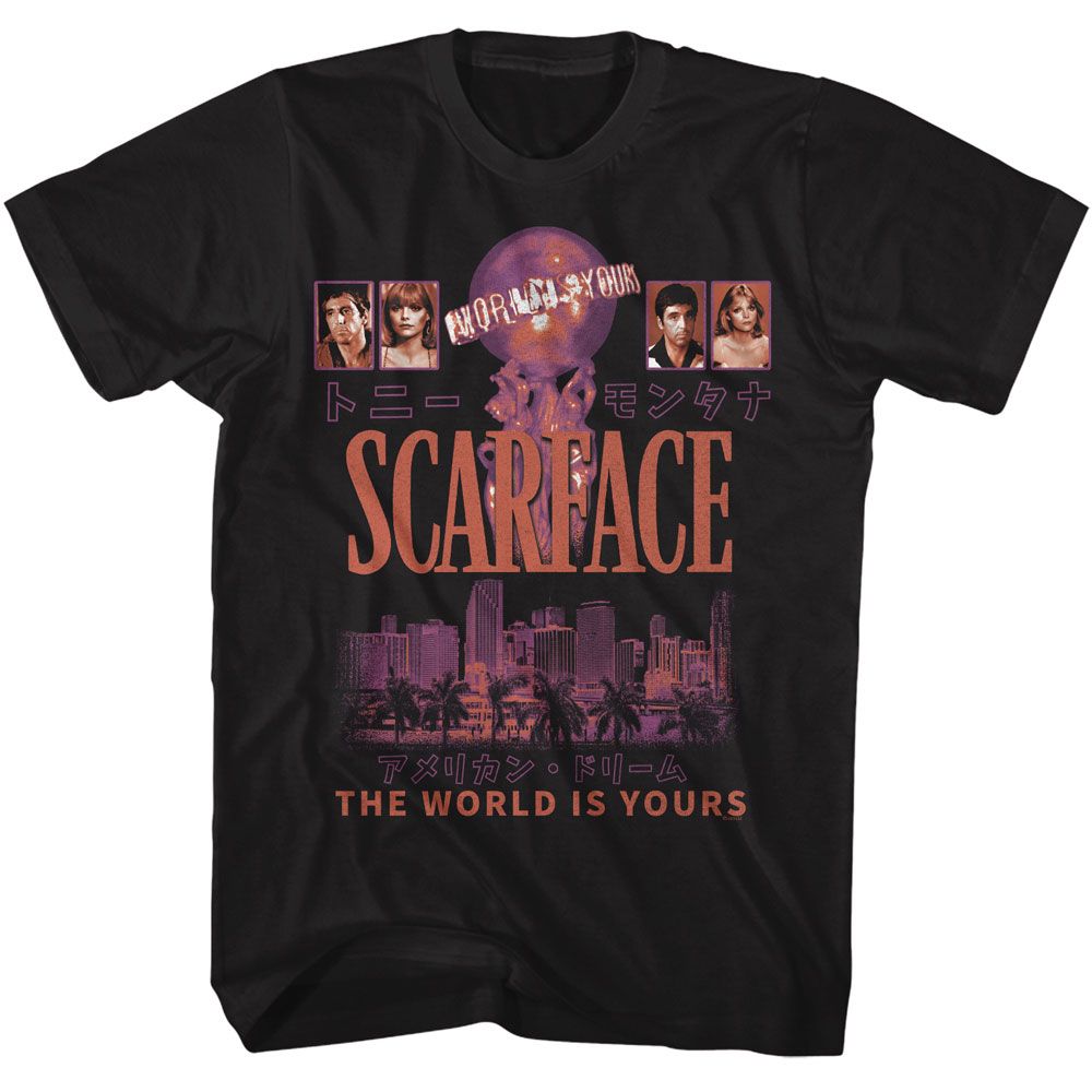 SCARFACE-SCARFACE WORLD IS YOURS POSTER STYLE-BLACK ADULT S/S TSHIRT