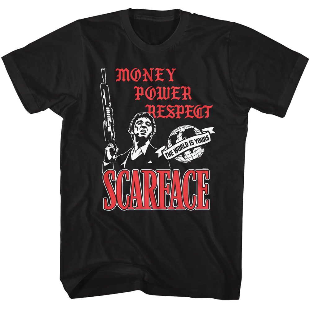 SCARFACE-SCARFACE MONEY POWER RESPECT ICONS-BLACK ADULT S/S TSHIRT