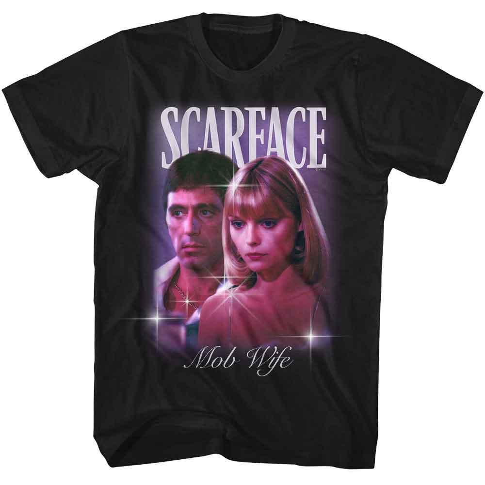 SCARFACE-SCARFACE MOB WIFE-BLACK ADULT S/S TSHIRT