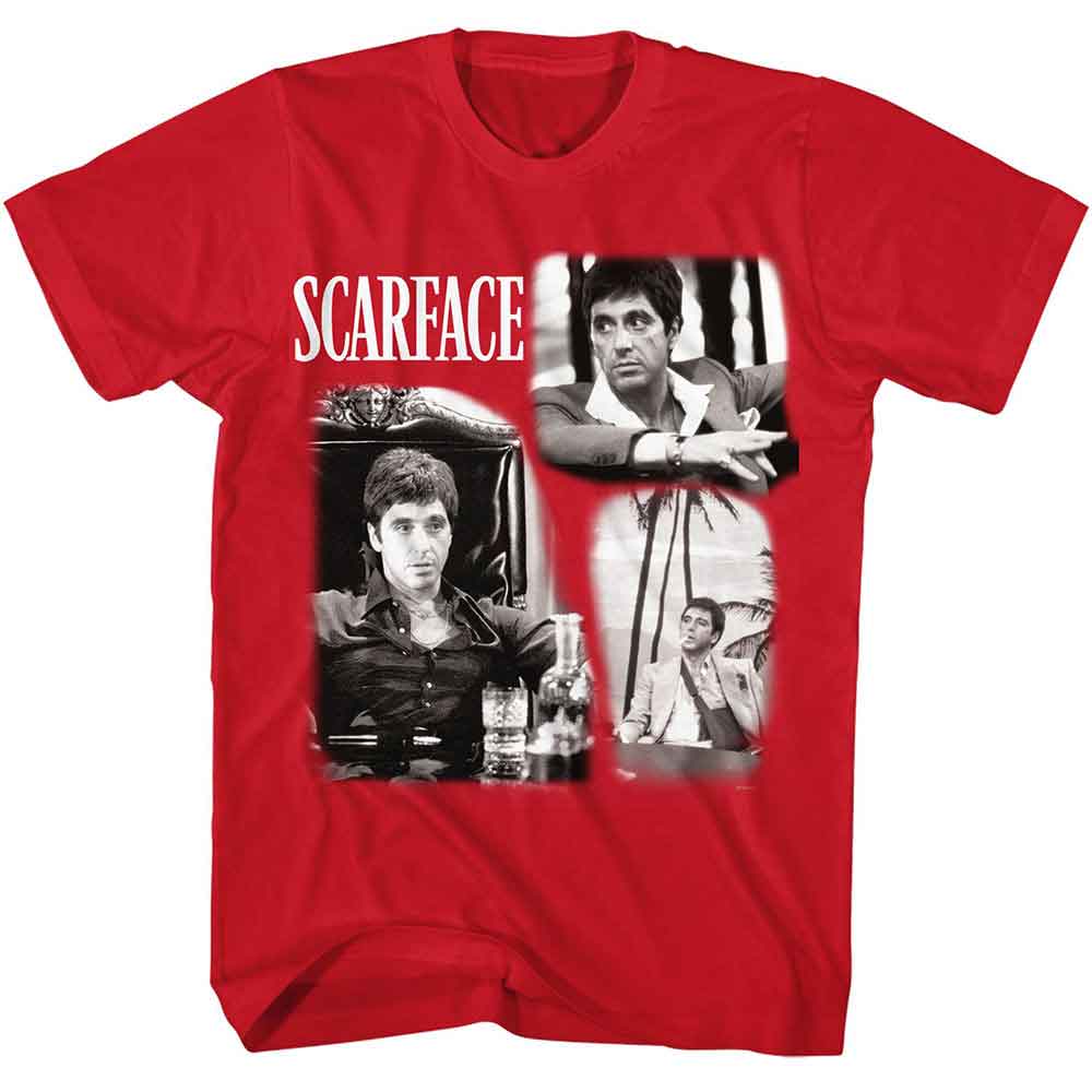 SCARFACE-SCARFACE WORLD IS YOURS COLLAGE-RED ADULT S/S TSHIRT
