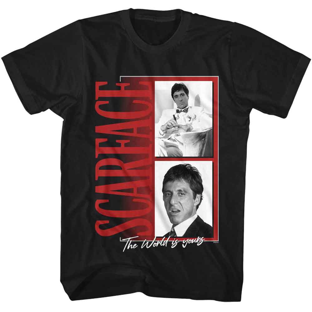 SCARFACE-SCARFACE LOGO PICS-BLACK ADULT S/S TSHIRT