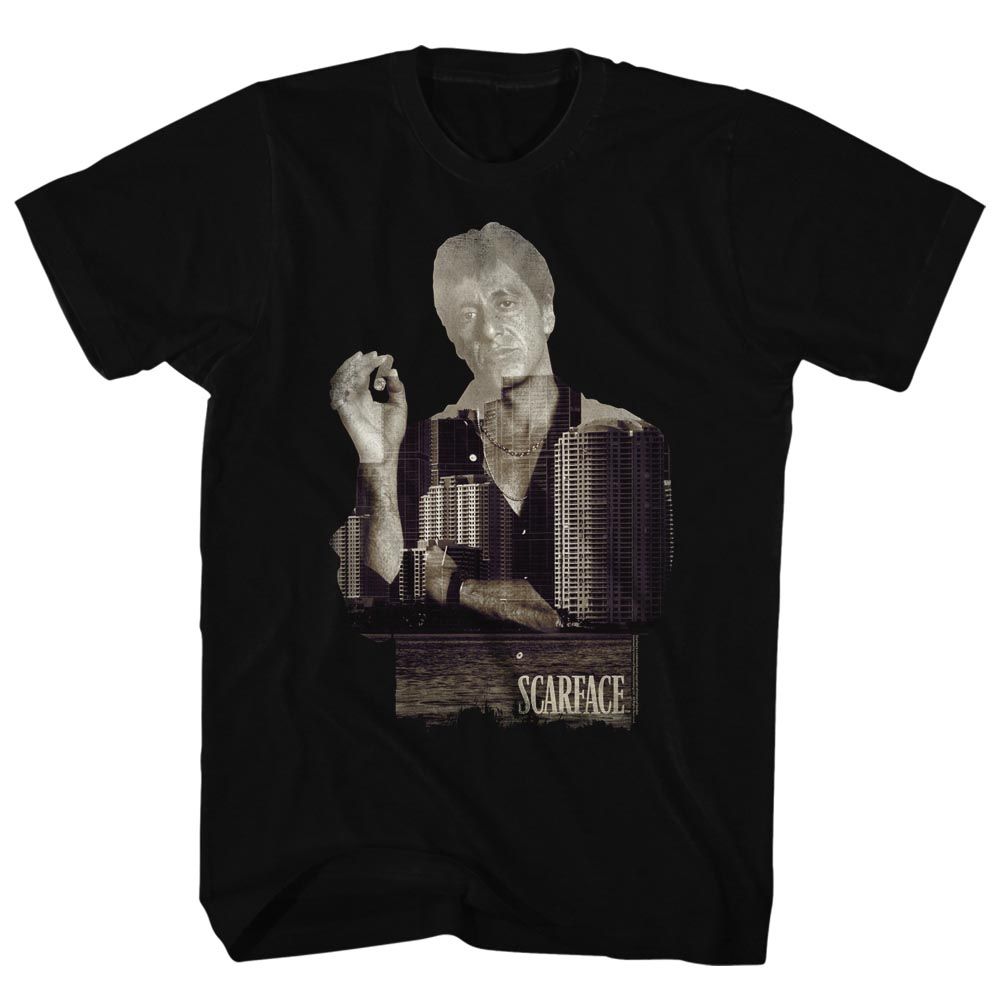 SCARFACE-DOUBLE EXPOSE-BLACK ADULT S/S TSHIRT