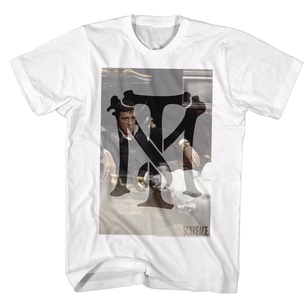 SCARFACE-TONYMONTANA-WHITE ADULT S/S TSHIRT