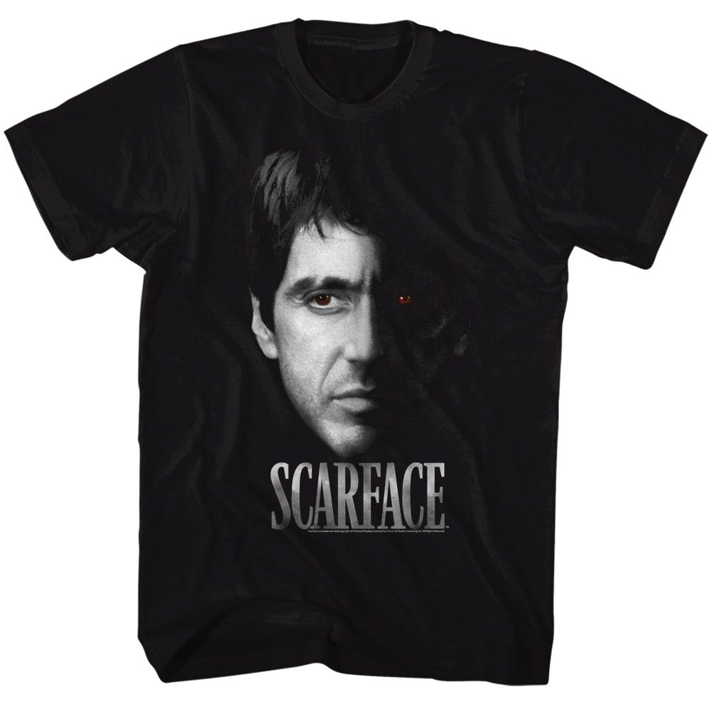 SCARFACE-RED EYE-BLACK ADULT S/S TSHIRT