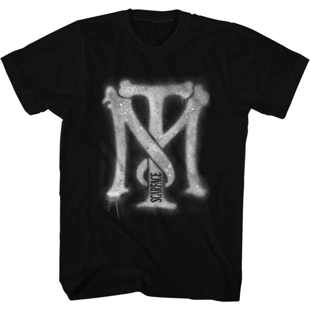 SCARFACE-SPRAYPAINT-BLACK ADULT S/S TSHIRT
