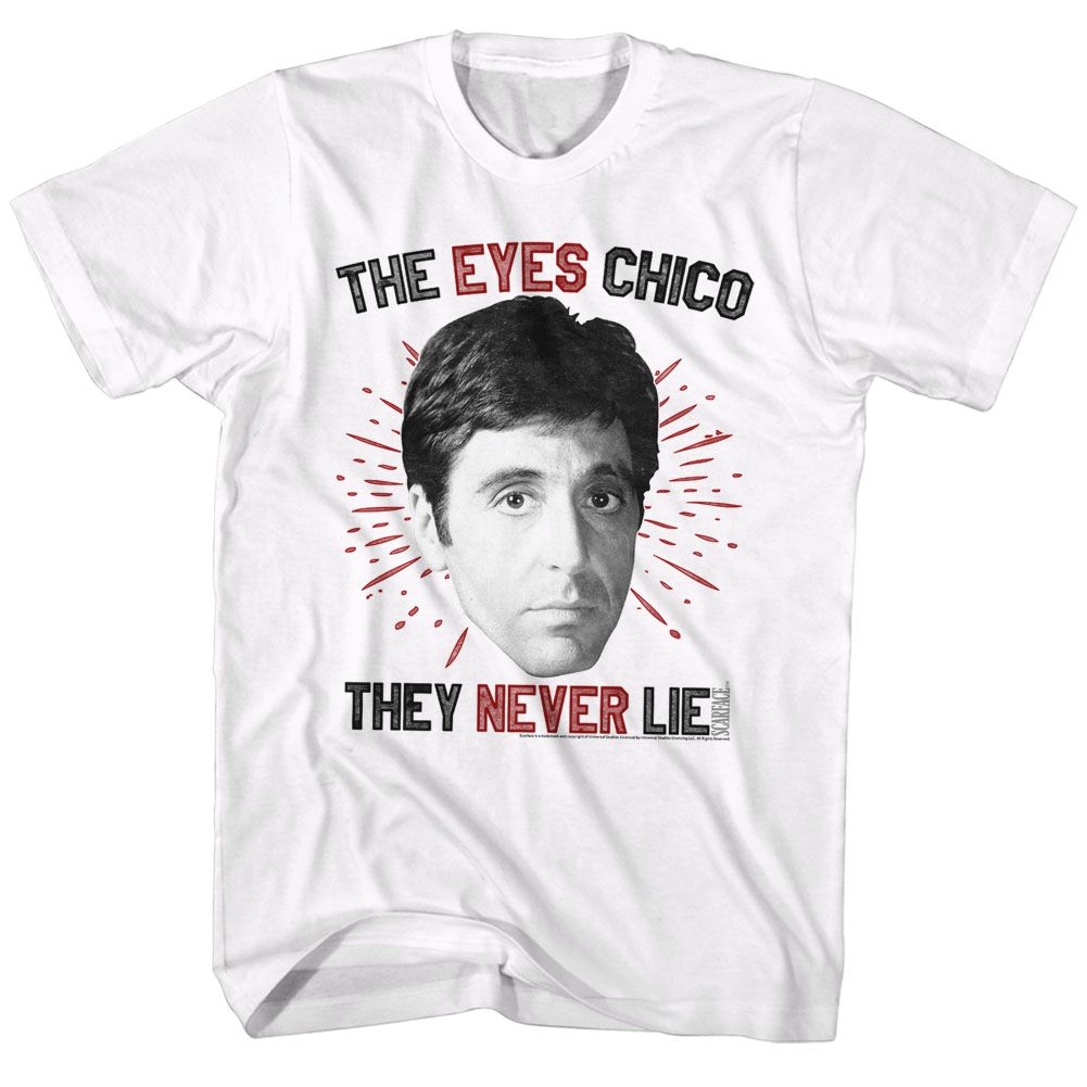 SCARFACE-EYESCHICO-WHITE ADULT S/S TSHIRT