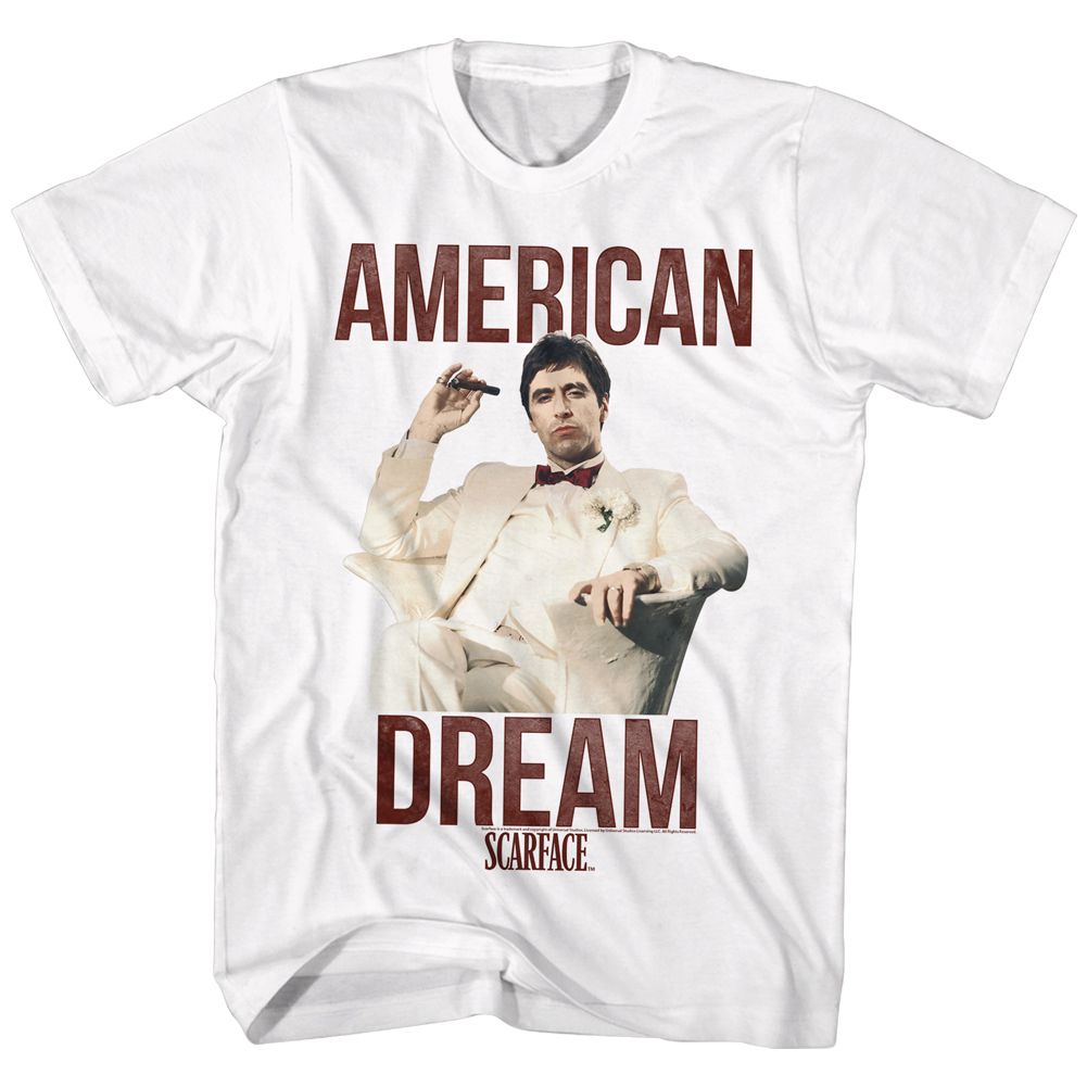 SCARFACE-AMERICANDREAM-WHITE ADULT S/S TSHIRT