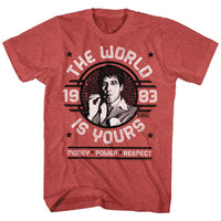 Thumbnail for SCARFACE-WORLD IS YOURS EMBLEM-RED HEATHER ADULT S/S TSHIRT