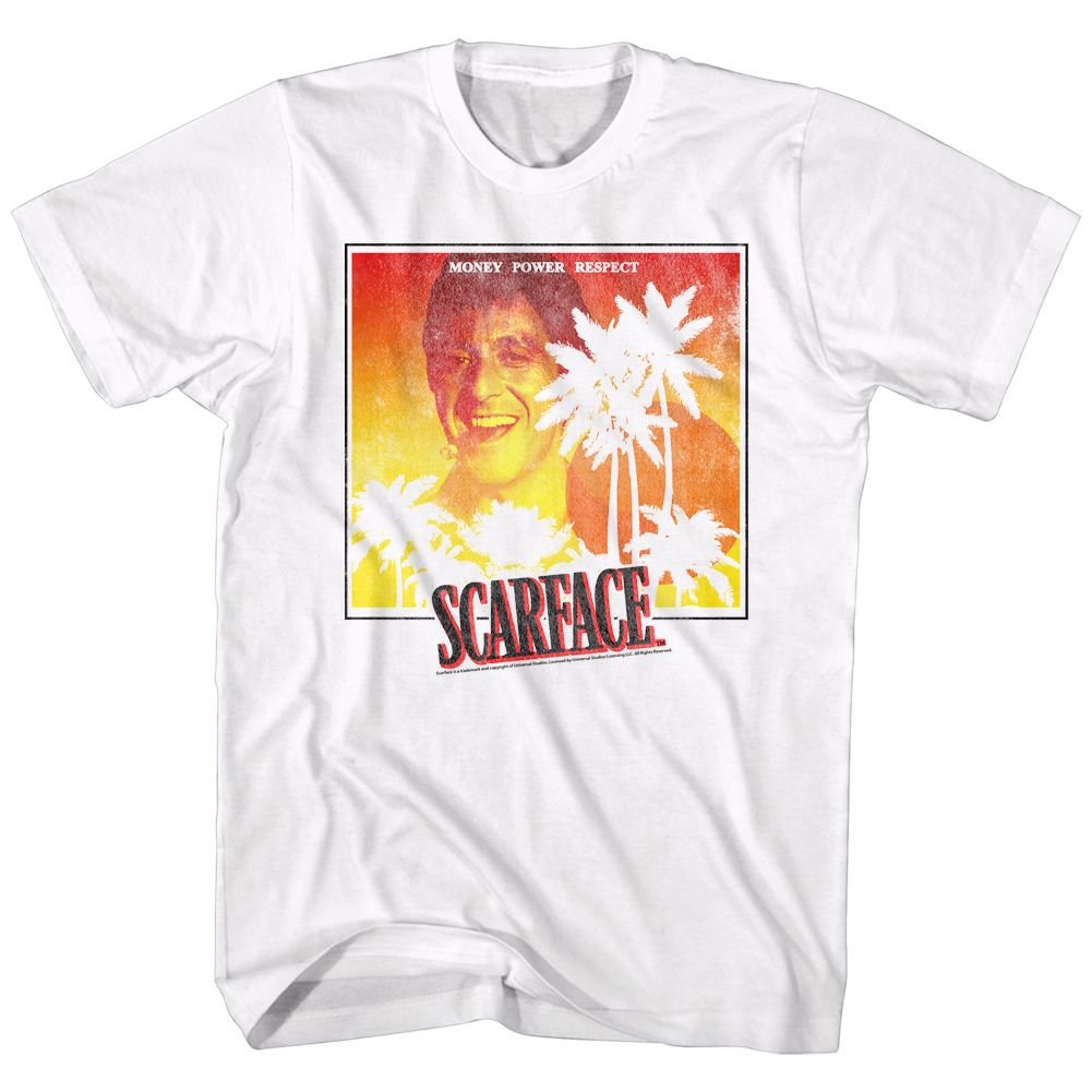 SCARFACE-SUNSET-WHITE ADULT S/S TSHIRT