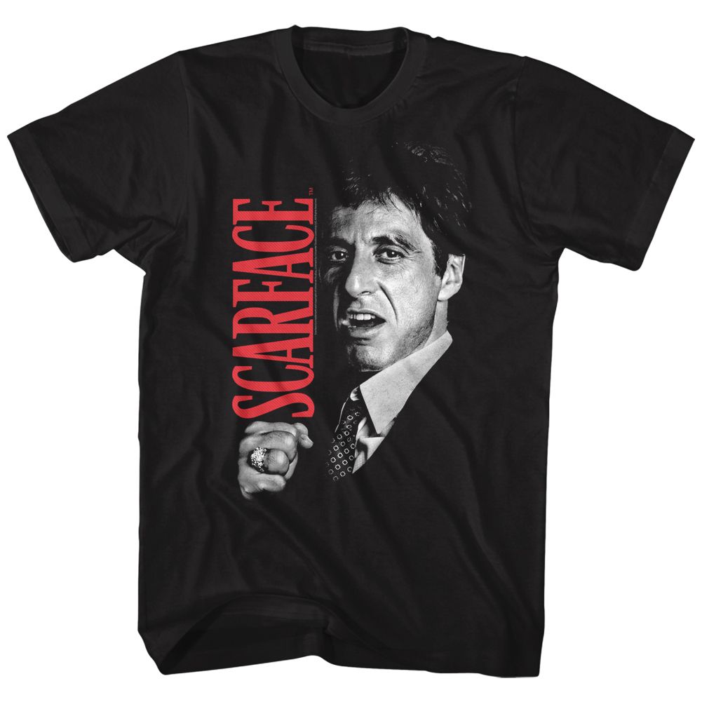 SCARFACE-TONY CLOSE-UP-BLACK ADULT S/S TSHIRT