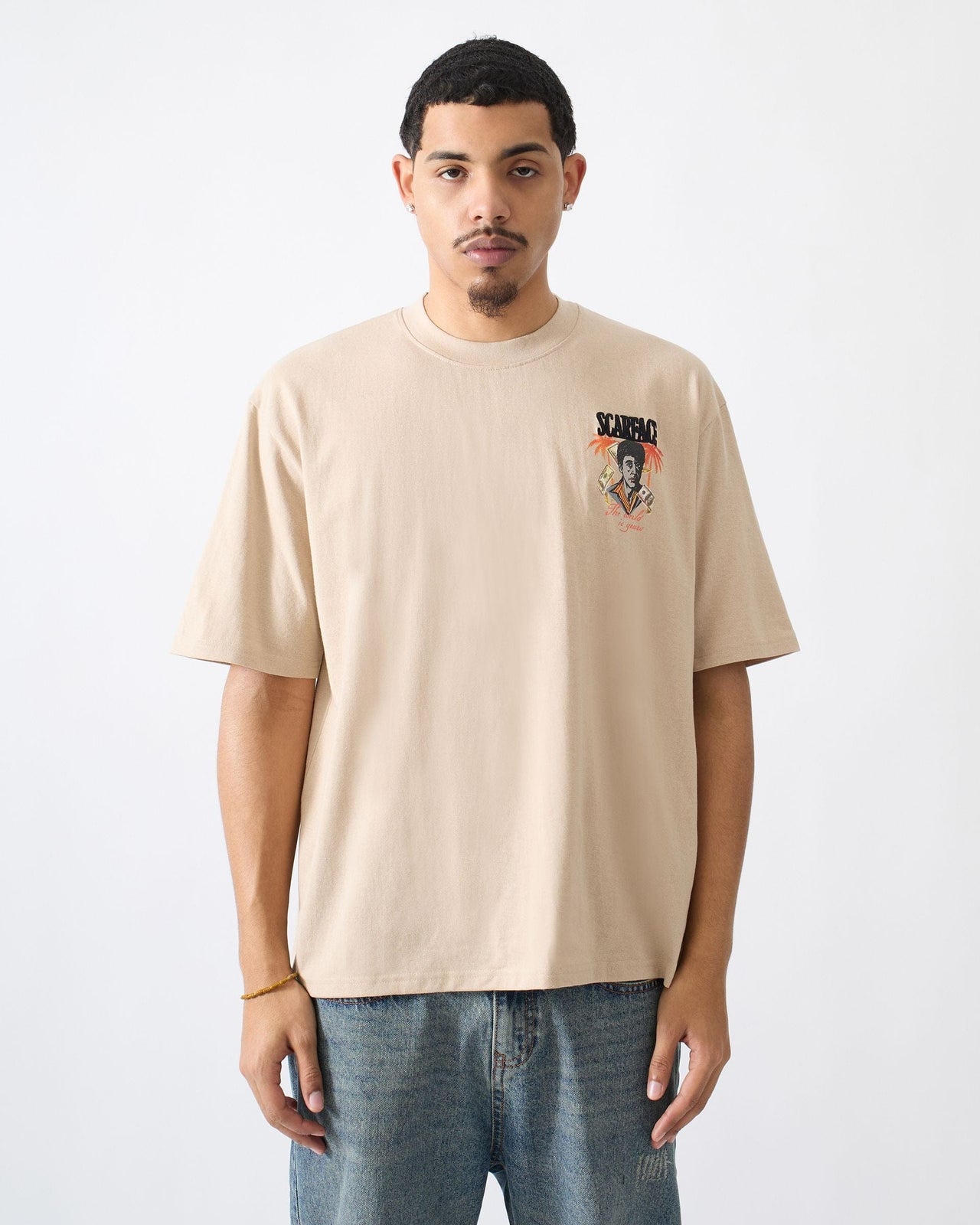 Scarface Money Embroidered Short Sleeve T-Shirt