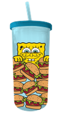 Thumbnail for Spongebob Peeking Krabby Patties 20oz Plastic Tall Cold Cup w/ Lid and Straw – 12 pc ppk ($5.25 each)
