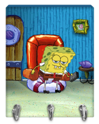 Spongebob Heading Out Meme  8" x 10" Wall Art w Key Hooks – 4 pc ppk ($7.00 each)