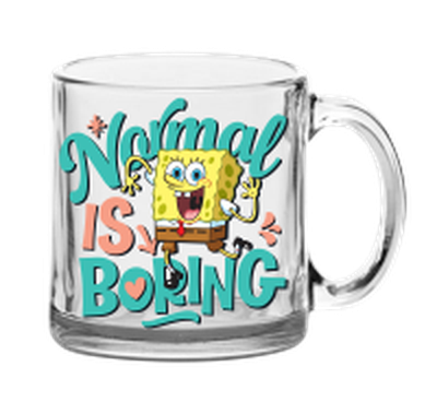 Spongebob Normal is Boring  17.5oz Glass Coffee Mug – 24 pc ppk ($5.00 each)