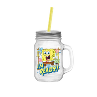 Thumbnail for Sponge Bob I'm Ready Tiki 21oz Glass Mason Jar w Lid and Straw – 12 pc ppk ($5.25 each)