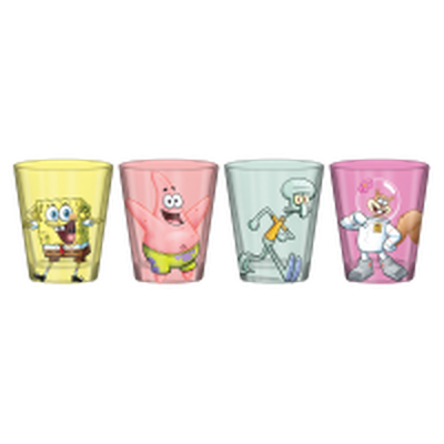 Spongebob Squarepants Painted Rendered Characters 4pc. 1.5oz. Mini Glass Set 4x1 – 24 pc ppk ($6.00 each)