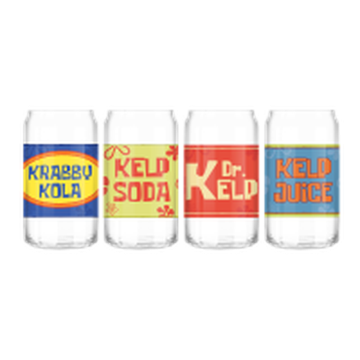 Spongebob Soda Labels 4pc 16oz Can Glass Set – 12 pc ppk ($14.50 each)
