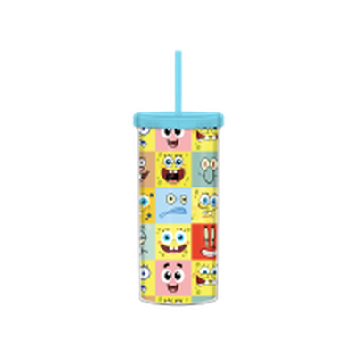 Spongebob Character Face Grid 20oz Plastic Tall Cold Cup w/ Lid and Straw – 12 pc ppk ($5.25 each)