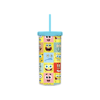 Thumbnail for Spongebob Character Face Grid 20oz Plastic Tall Cold Cup w/ Lid and Straw – 12 pc ppk ($5.25 each)