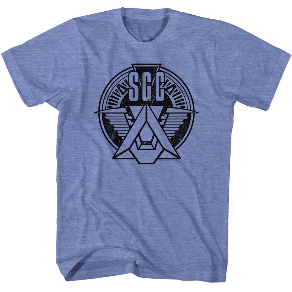 STARGATE-SGC EMBLEM-LIGHT BLUE HEATHER ADULT S/S TSHIRT