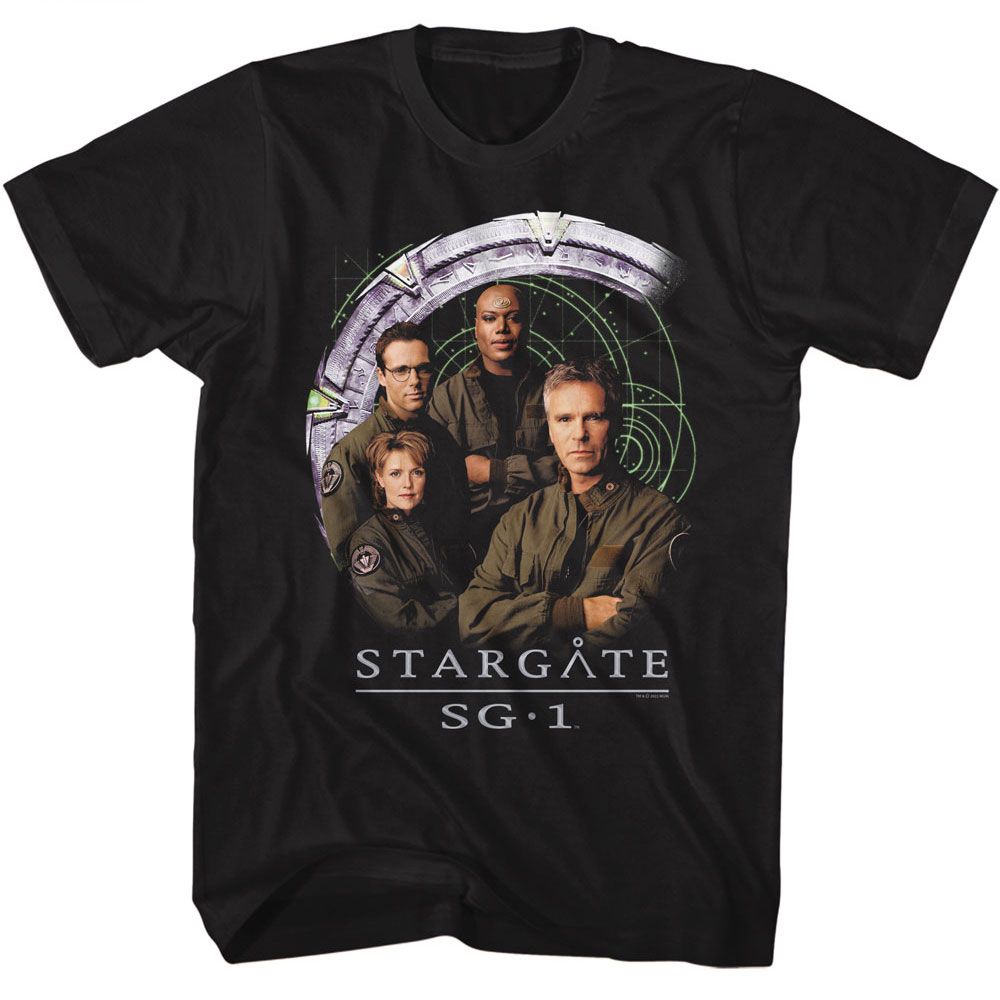 STARGATE-CAST AND GATE-BLACK ADULT S/S TSHIRT