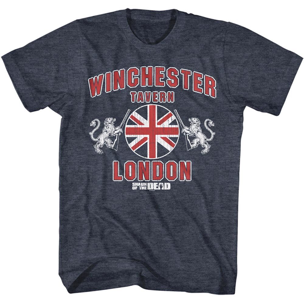 SHAUN OF THE DEAD-SHAUN OF THE DEAD WINCHESTER LONDON-NAVY HEATHER ADULT S/S TSHIRT