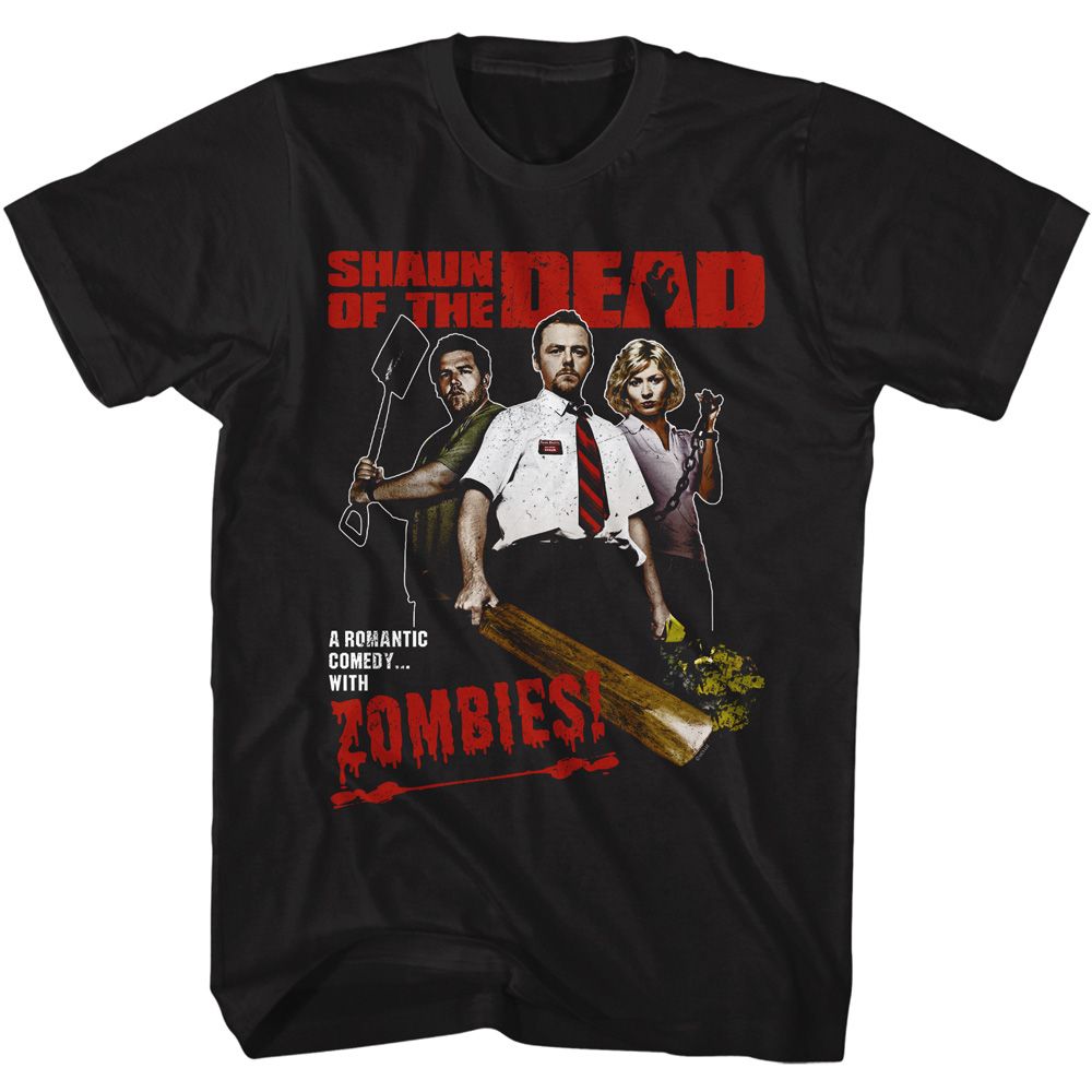 SHAUN OF THE DEAD-SHAUN OF THE DEAD ROMANTIC COMEDY-BLACK ADULT S/S TSHIRT