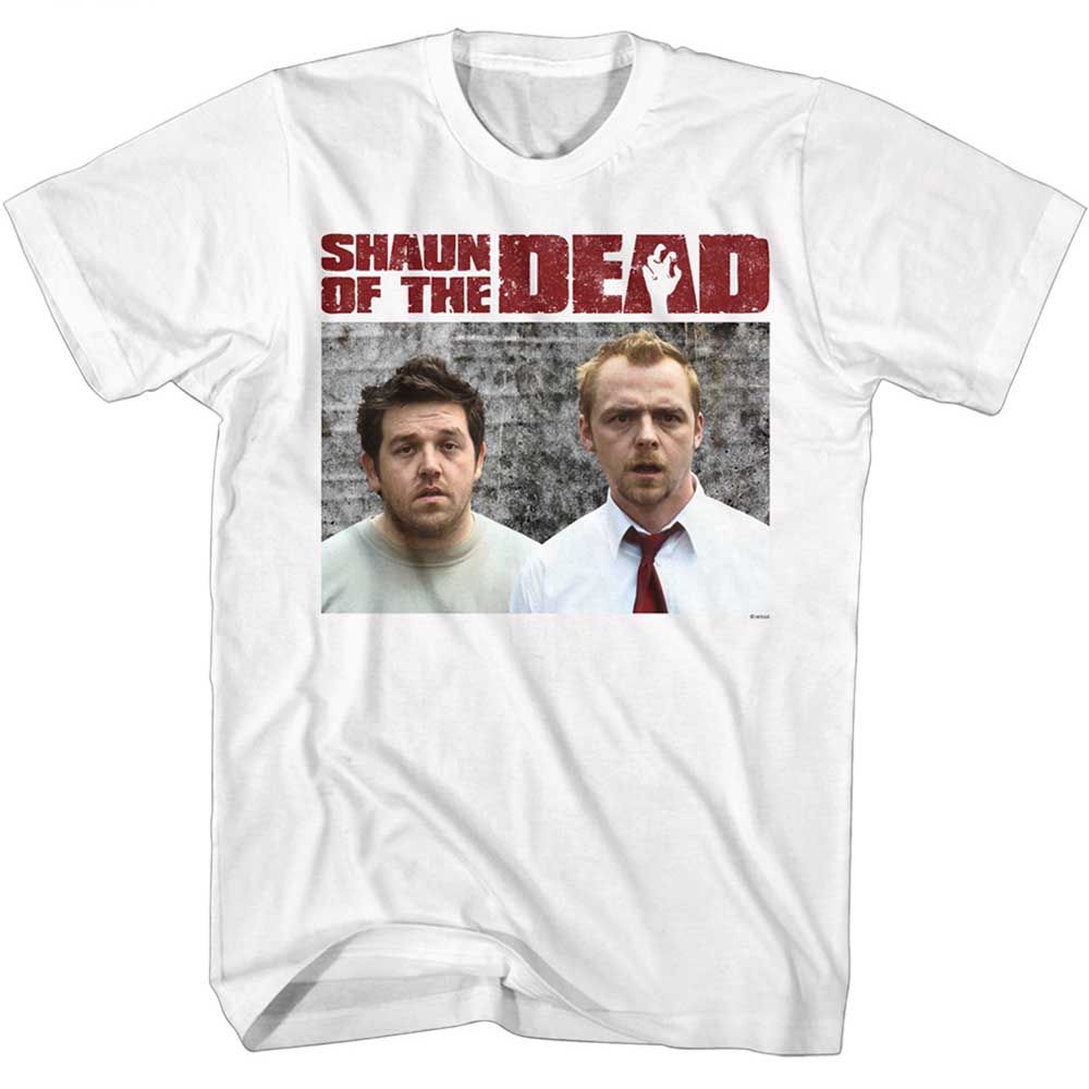 SHAUN OF THE DEAD-SHAUN OF THE DEAD SHAUN AND ED-WHITE ADULT S/S TSHIRT