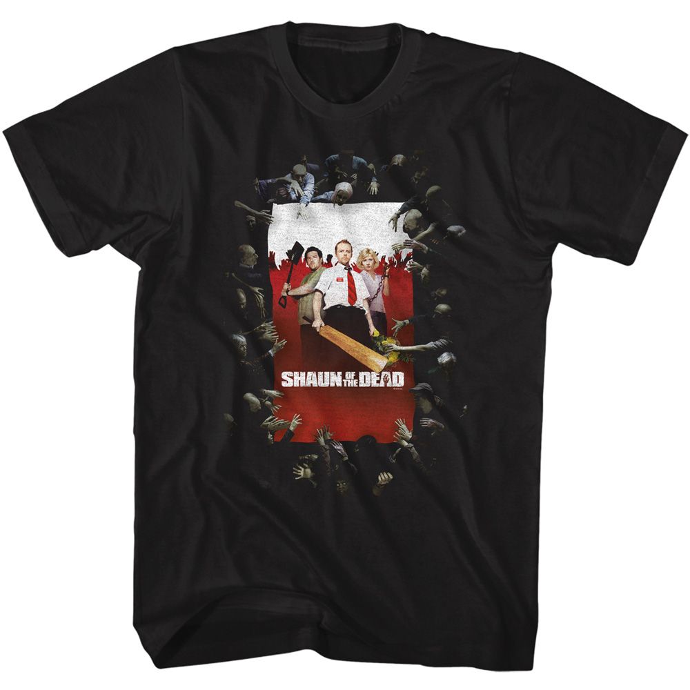 SHAUN OF THE DEAD-SHAUN OF THE DEAD SHAUN POSTER-BLACK ADULT S/S TSHIRT