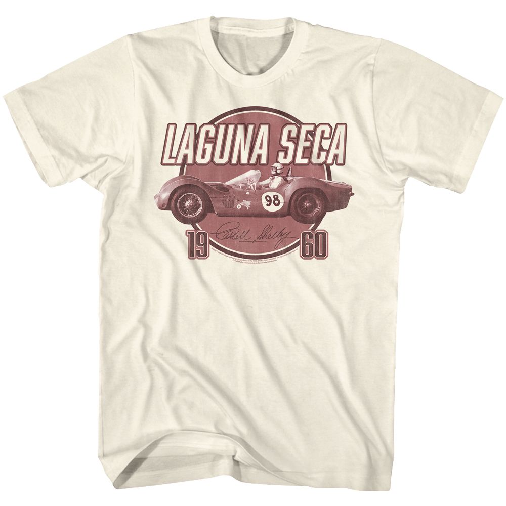 CARROLL SHELBY-LAGUNA SECA 1960-NATURAL ADULT S/S TSHIRT
