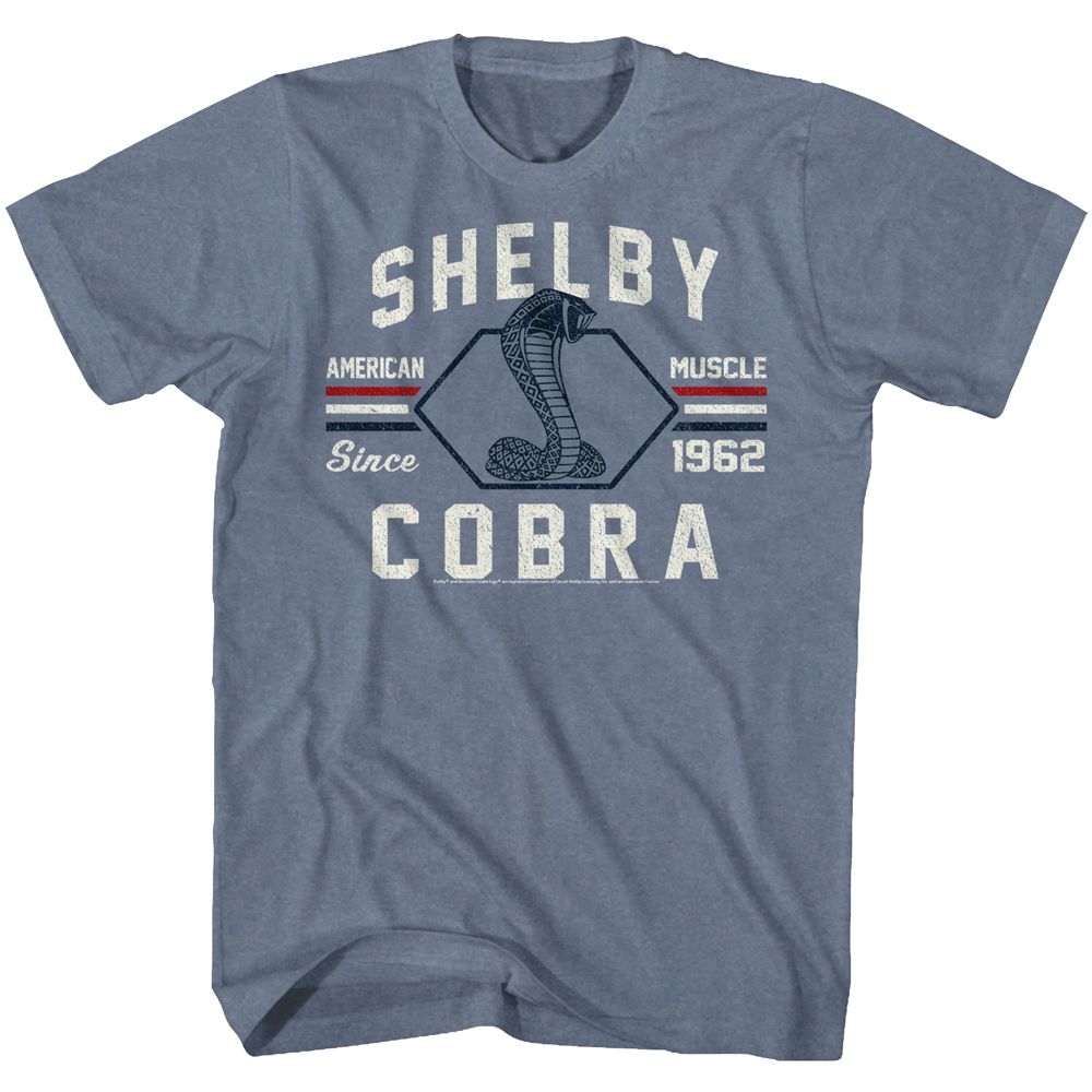 CARROLL SHELBY-AMERICAN MUSCLE-INDIGO HEATHER ADULT S/S TSHIRT