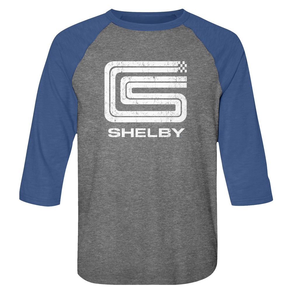 CARROLL SHELBY-LOGO-PREMIUM HEATHER/VINTAGE ROYAL ADULT 3/4 SLEEVE RAGLAN