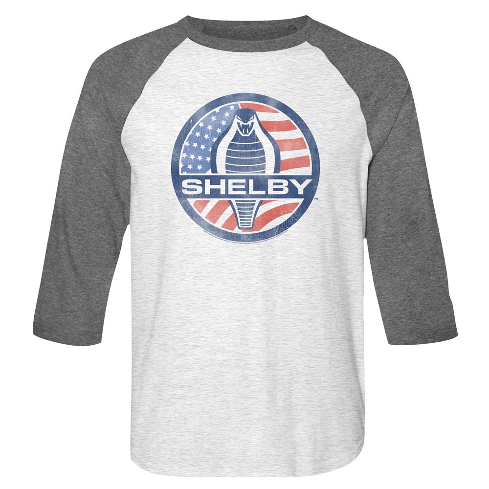 CARROLL SHELBY-FLAGLOGO-WHITE HEATHER/PREMIUM HEATHER ADULT 3/4 SLEEVE RAGLAN