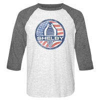 Thumbnail for CARROLL SHELBY-FLAGLOGO-WHITE HEATHER/PREMIUM HEATHER ADULT 3/4 SLEEVE RAGLAN