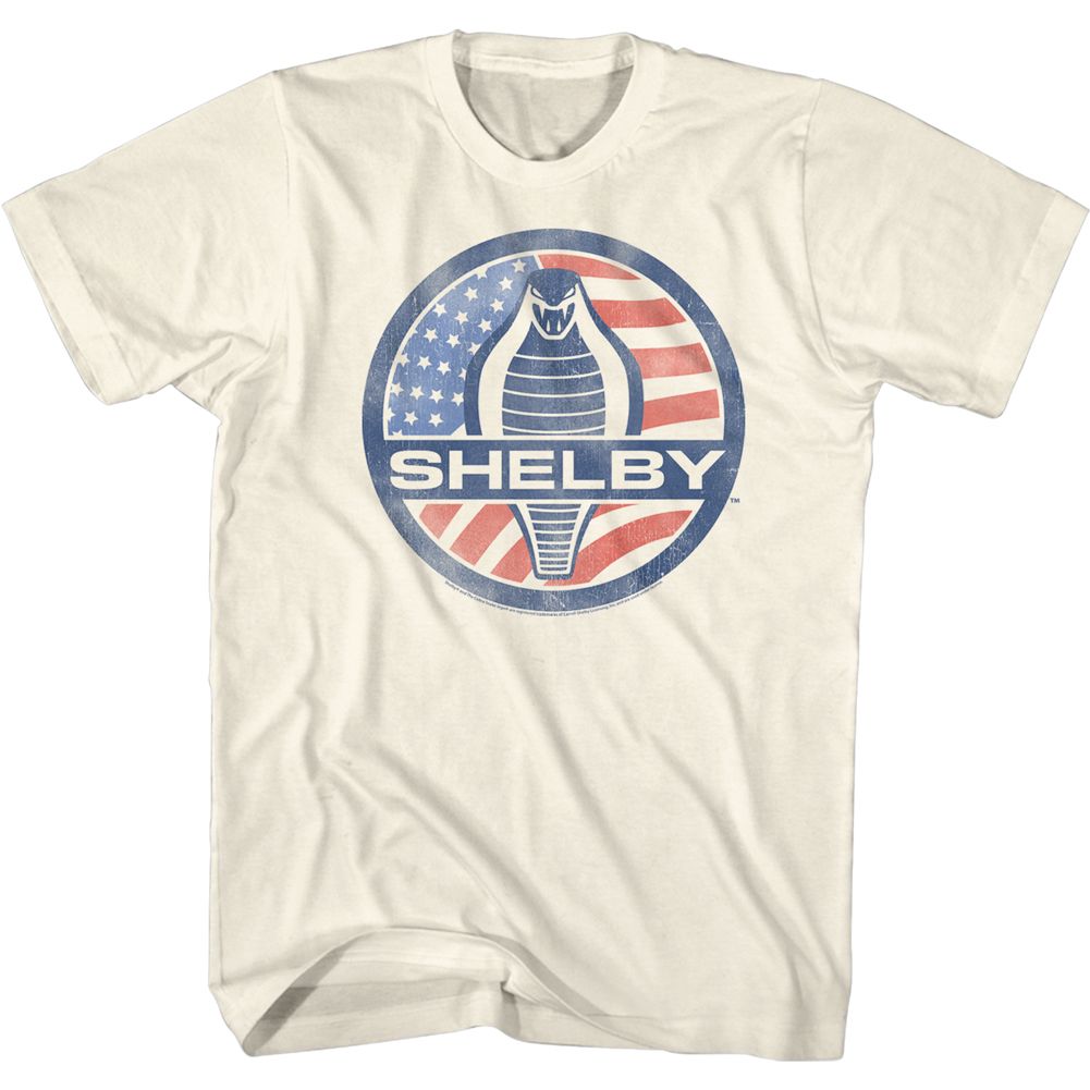 CARROLL SHELBY-FLAGLOGO-NATURAL ADULT S/S TSHIRT