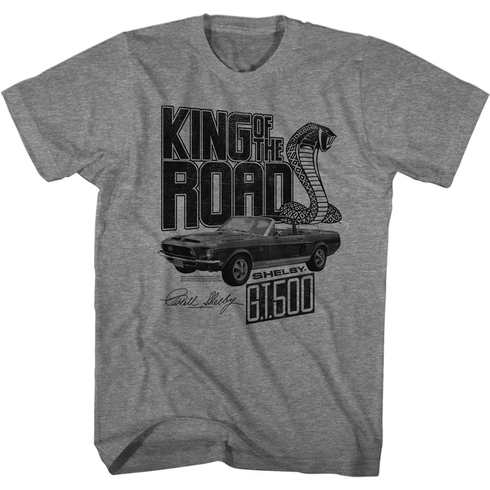 CARROLL SHELBY-KING OF THE ROAD-GRAPHITE HEATHER ADULT S/S TSHIRT
