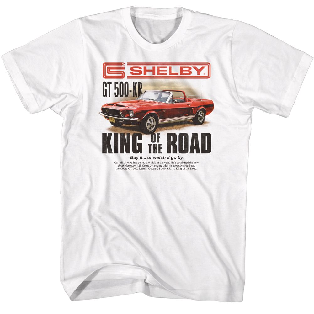 CARROLL SHELBY-SHELBY KING MAG AD-WHITE ADULT S/S TSHIRT