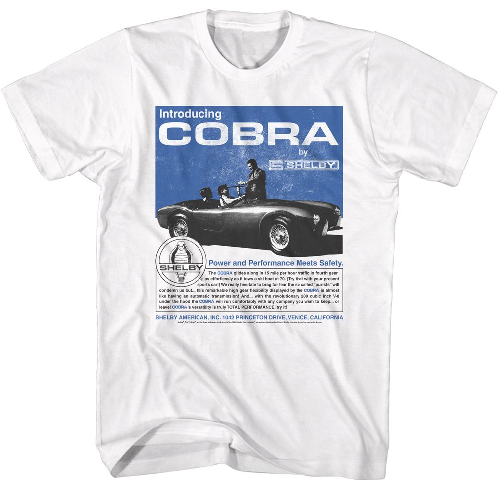 CARROLL SHELBY-CARROL SHELBY 60S COBRA AD-WHITE ADULT S/S TSHIRT