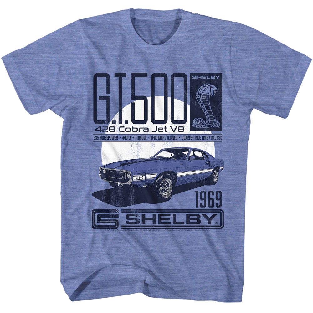 CARROLL SHELBY-CARROLL SHELBY 428 COBRA JET-LIGHT BLUE HEATHER ADULT S/S TSHIRT