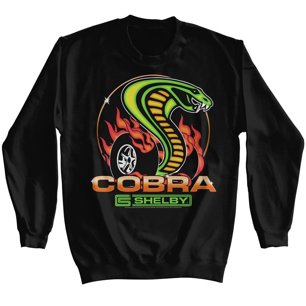 CARROLL SHELBY-CARROLL SHELBY DRAGON SNAKE BURNOUT-BLACK ADULT L/S SWEATSHIRT