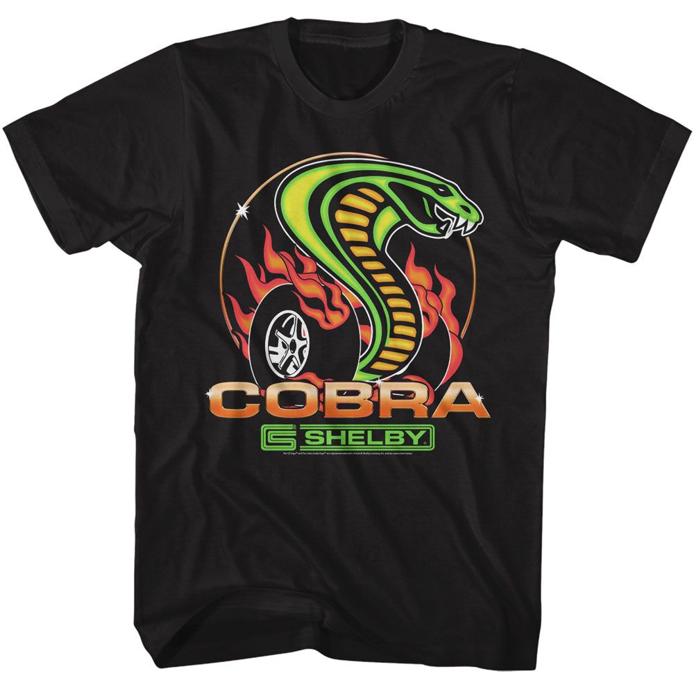 CARROLL SHELBY-CARROLL SHELBY DRAGON SNAKE BURNOUT-BLACK ADULT S/S TSHIRT