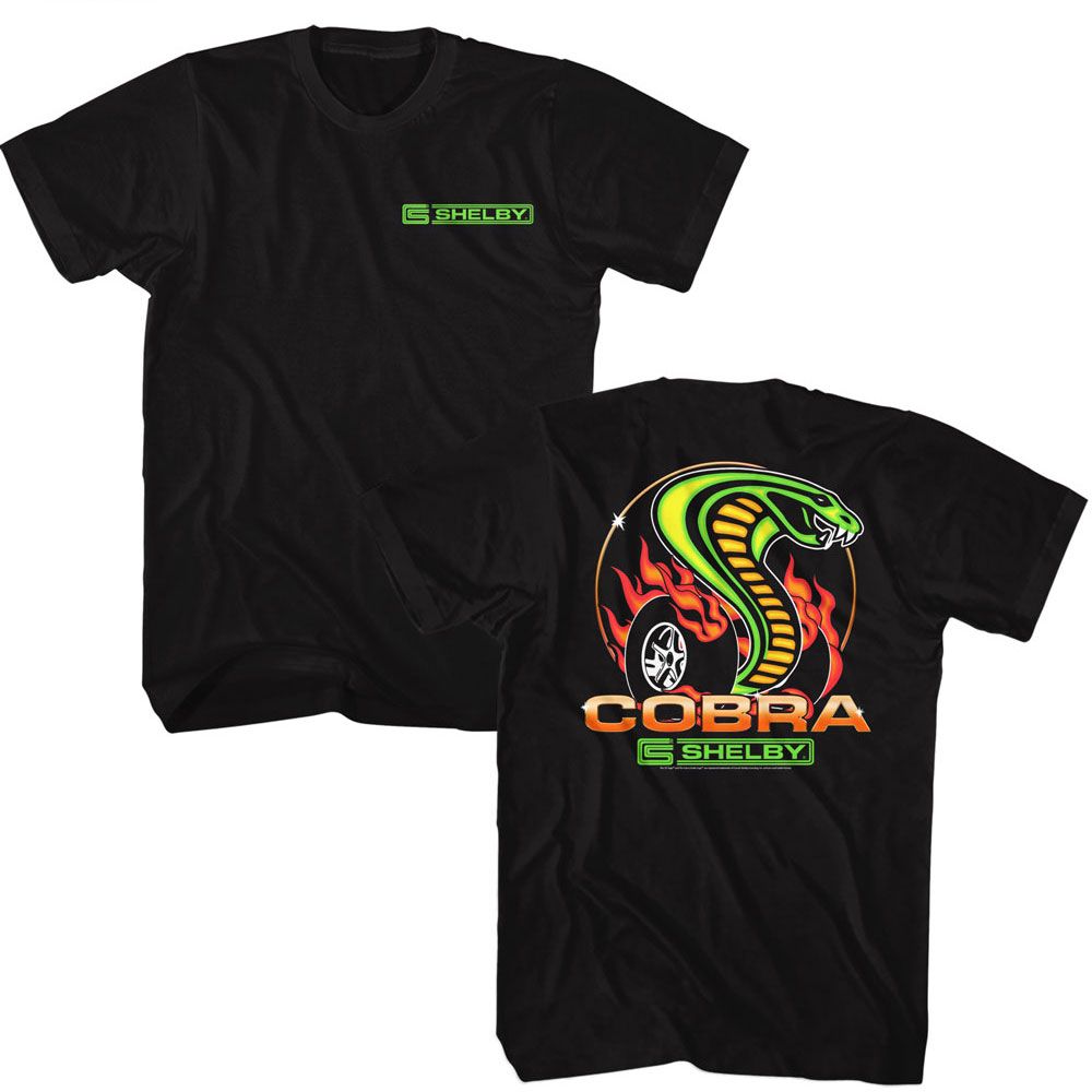 CARROLL SHELBY-SHELBY DRAGON SNAKE FRONT AND BACK-BLACK ADULT S/S TSHIRT