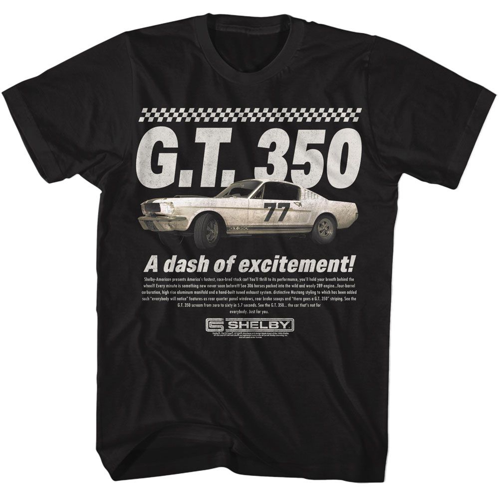 CARROLL SHELBY-SHELBY A DASH OF EXCITEMENT-BLACK ADULT S/S TSHIRT